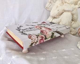 French Country Decor Riser, Cardinal, Hand Designed, Shabby Chic, French Farmhouse, Upcycled Book Riser, Paris Apt Style