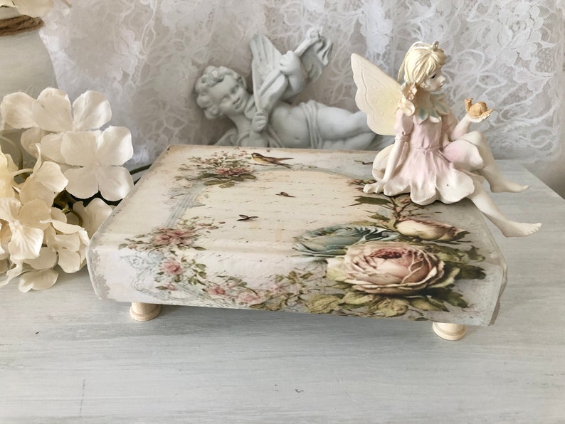 French Country Riser, Hand Designed Book Riser, Blue, Pink Shabby Chic ...