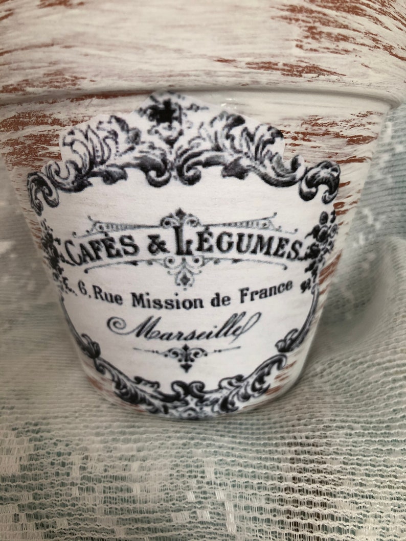 French Farmhouse White Chalk Paint Distressed 4 In. Clay Pot Etsy