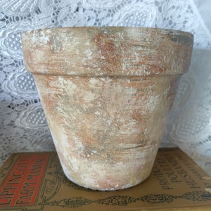 Rustic Painted Terracotta Planter, French Country Style Clay Pot, 4 or 6 Inch