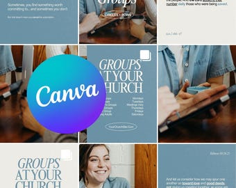 Paquete de redes sociales editables de Instagram y Canva - Grupos pequeños de Coastal Blue