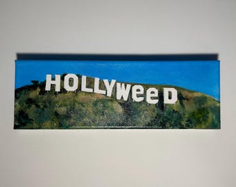 Hand Painted Hollyweed Sign Canvas Art – Landscape Wall Decor