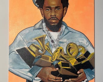 Hand-Painted Kendrick Lamar Portrait: Grammy Awards Art