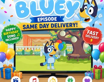Personalisiertes Bluey-Geburtstagsvideo, individuelle Nachricht, animierte Überraschung (Digitaler Download)