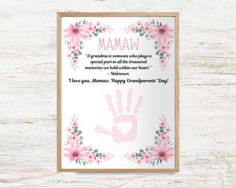 Grandparents Day Handprint Craft, Grandma Handprint Art, Printable Keepsake Gift