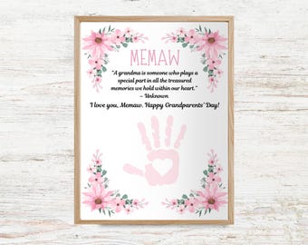 Grandparents Day Handprint Craft, Grandma Handprint Art, Printable Keepsake Gift