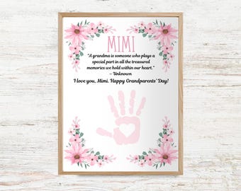 Grandparents Day Handprint Craft, Grandma Handprint Art, Printable Keepsake Gift