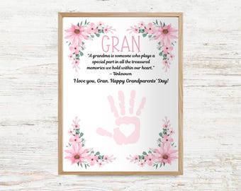 Grandparents Day Handprint Craft, Grandma Handprint Art, Printable Keepsake Gift