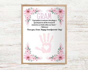Grandparents Day Handprint Craft, Grandma Handprint Art, Printable Keepsake Gift