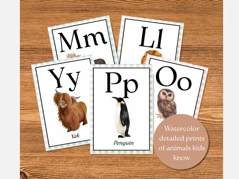 Printable Alphabet Animal Flashcards for Preschool Abc Wall Art ...