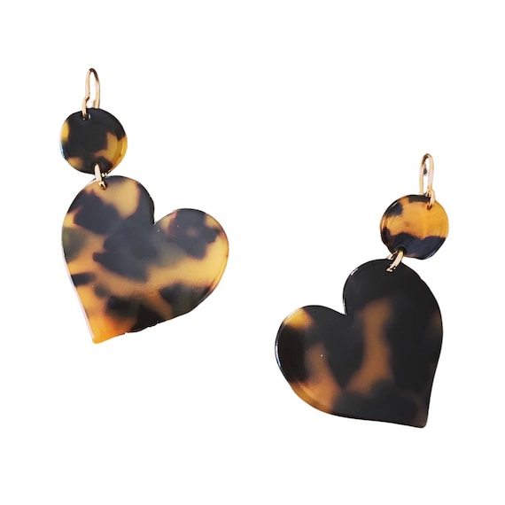 Tortoiseshell heart earrings deals