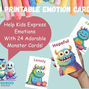 Printable Monster Emotion Cards for Kids – 24 Cute Feelings Flashcards – Emotional Intelligence Activities – SEL Classroom Resource