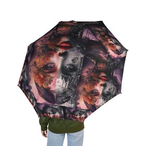 Artistic Semi-Automatic Umbrella - Unique Foldable Stylish Rain Gear, Gift for Art Lovers, Rainy Day Accessories, Creative Gift Idea,