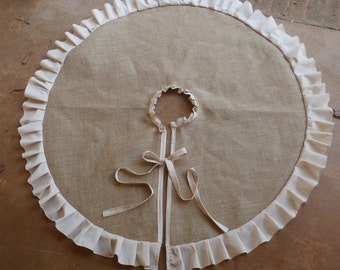 French Grainsack Ruffled Natural Burlap Christmas Tree Skirt Small Up Tp 36 Inches French Grainsack Ruffled Natural Burlap Christmas Tree Skirt Small Up Tp 36 Inches