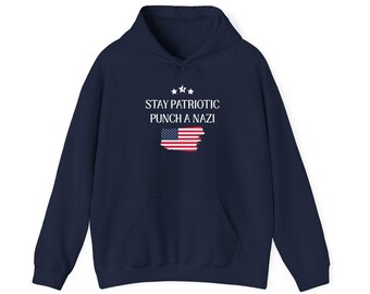 アメリカ国旗パーカー、ユニセックスヘビーブレンドスウェットシャツ、愛国的なアパレル、カジュアルウェア、退役軍人への贈り物、独立記念日のファッション