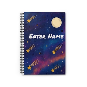 Celestial Spiral Notebook, Cosmic Journal, Starry Notebook, Personalized Diary, Gifts for Writers, Student Stationery