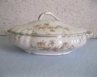 John Maddock & Sons England / Serving Bowl With Cover / Antique Serving Bowl / Oval Bowl