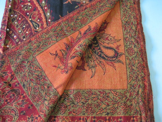 Paisley Shawl Made in India / Vintage Viscose Sha… - image 7