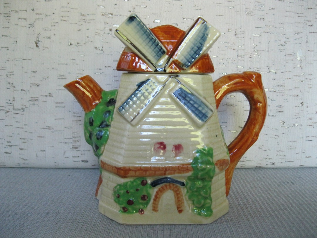 Windmill Teapot Vintage Cottage Teapot Made in Japan Etsy