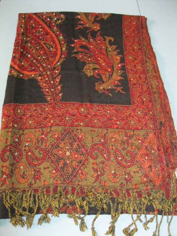 Paisley Shawl Made in India / Vintage Viscose Sha… - image 6