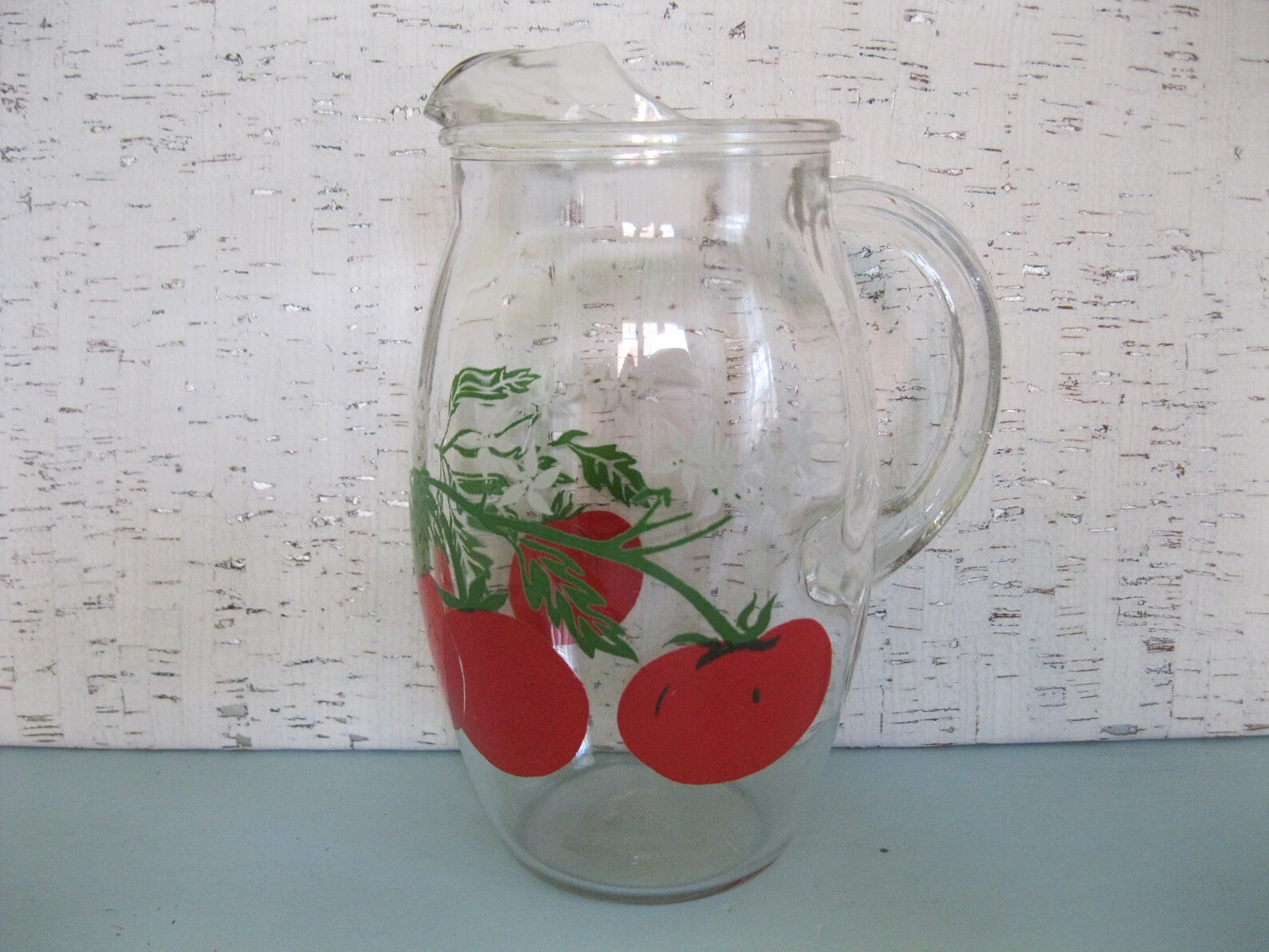 Painted Glass Vintage Pitcher / Bloody Mary Pitcher / Etsy