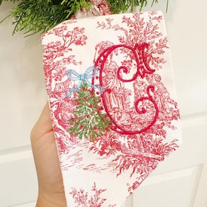 Grandmillennial Christmas Red Toile Wreath Sash