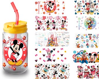 10 Pieces, Uv DTF Mouse-Cartoon Stickers | 16 oz Cup Wrap, Waterproof, Mouse-Cartoon Stickers Coffee Wrap Bundle Uv Dtf, Ready to apply
