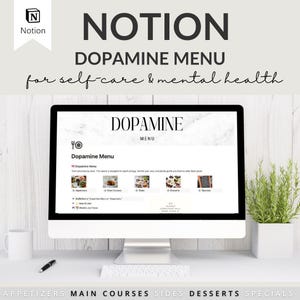 Notion Planner, Dopamin-Menü, ADHS-Planer, Notion-Vorlage, Selbstfürsorge und Wohlbefinden, psychische Gesundheit