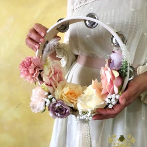 Altervative Wedding Bouquet tambourine, Bride&#39;s Special gift, Flower girl accessories, Wedding Decor, Personalized Gift