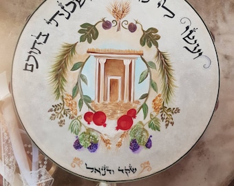 Seven spices of the holy land tambourine, Hand Painted by Shira Haivri
