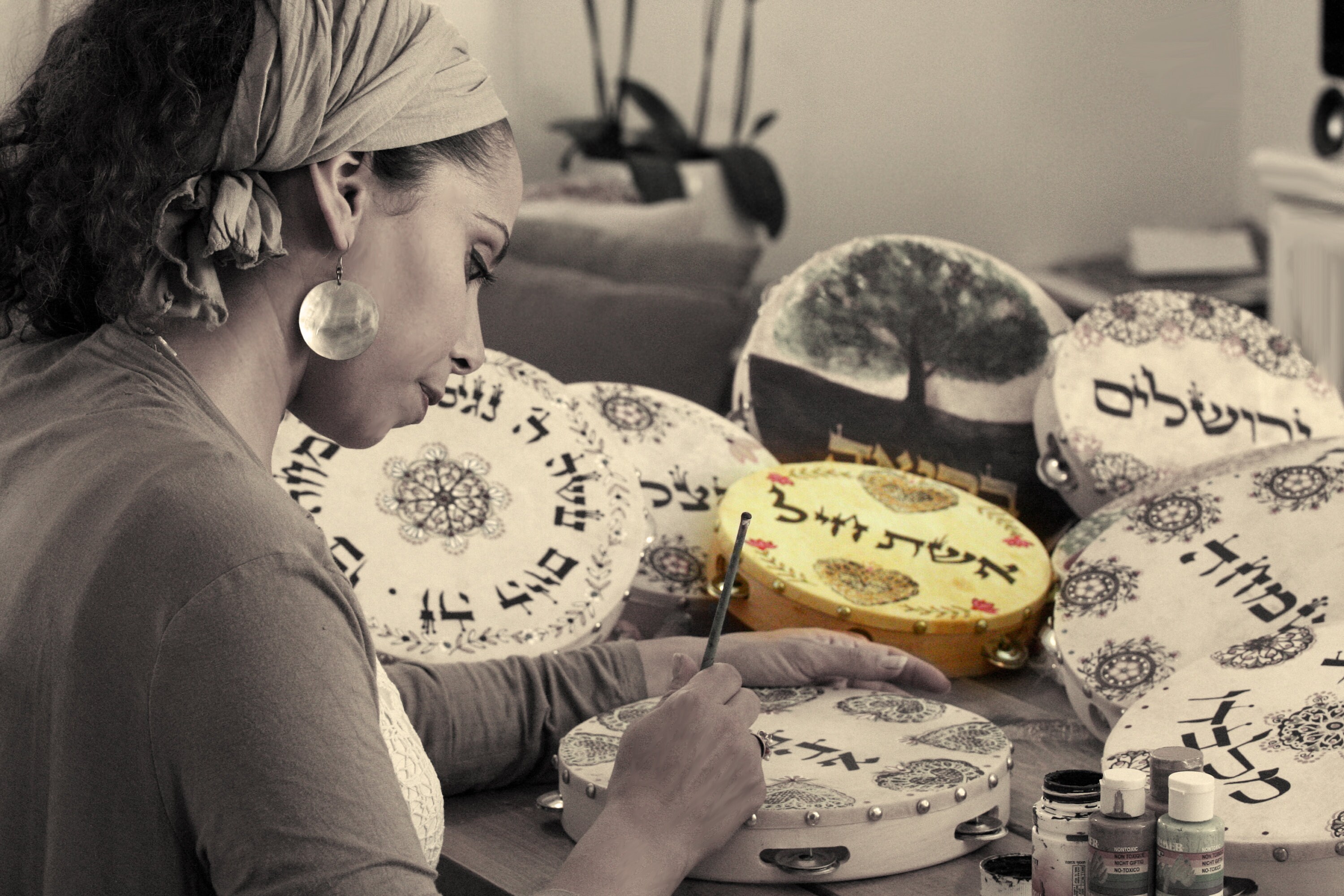 Custom Hand Painted Tambourines Jewish Art Priestly Blessing Etsy