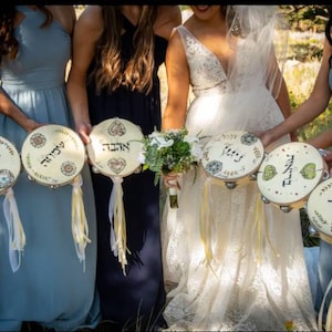Custom Hand-Painted Calligraphy Tambourine - 8&quot; - wedding favours, wedding gift Severn Spices, hallway decor, party gift