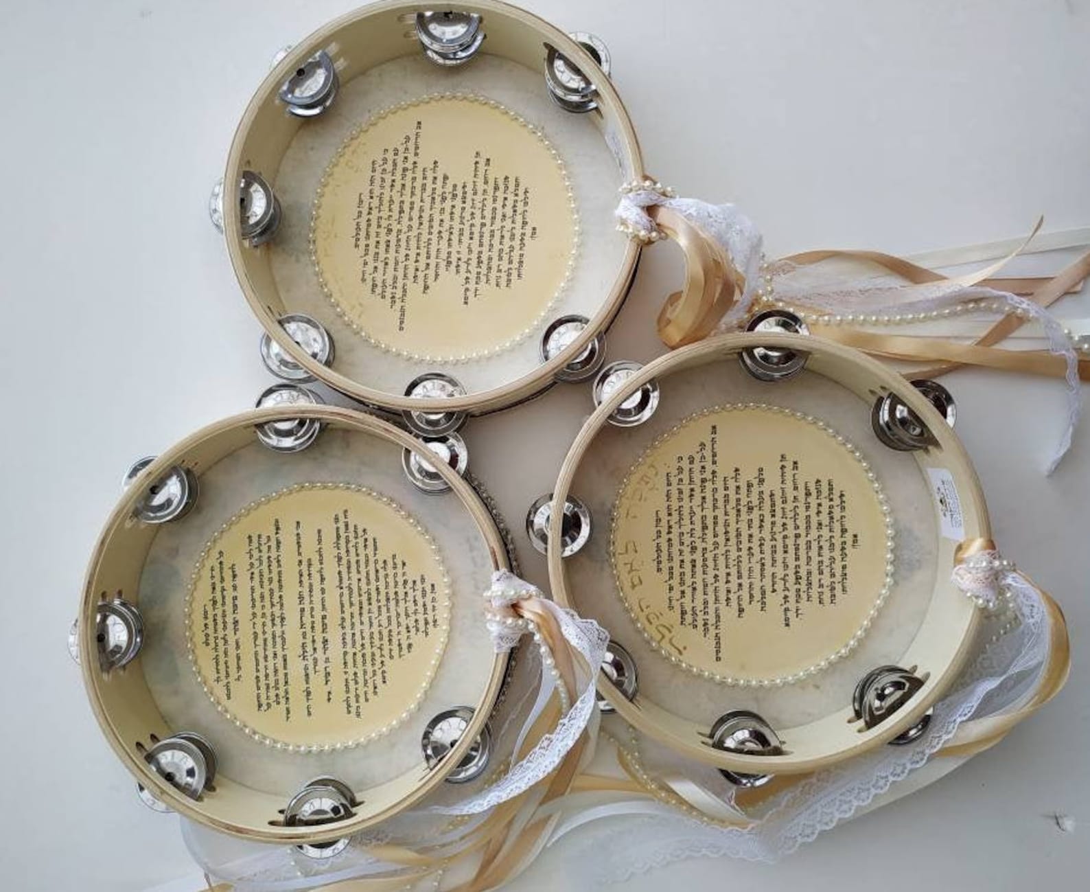 Tambourine Set of Three Bride's and Mother's Gift Etsy Israel