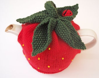 Té de fresa Acogedor Acogedor PDF Patrón de punto Haga su propia decoración de cocina DIY Regalo tejido a mano Envío de regalo de amor Patrón de punto DIY