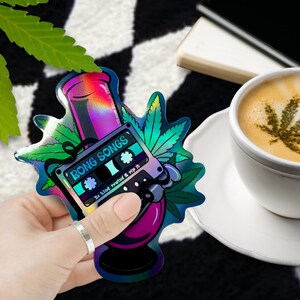 Bong Songs-klistermärke – Retrokassett, Rosa Bong, Weed-dekal