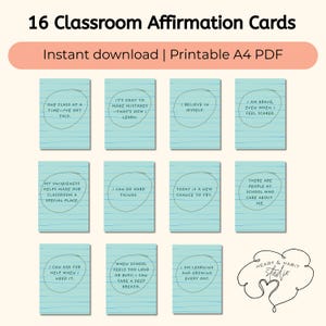 Affirmationskarten fürs Klassenzimmer | Affirmation Station | Wachstumsdenken | Seelische Gesundheit | Klassenzimmer Dekor-Set | Klassenzimmer Display | Druckbar