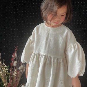 Handmade toddler girl linen dress - Natural fabric girls outfit- Sizes 1-6 years - Boho Vintage Minimalist kids clothing
