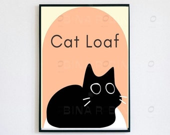 Cat Loaf Printable Poster | Cat Illustration Art Print | Cute Cat Print | Printable Wall Art | Digital Download