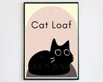 Black Cat Loaf | Printable Wall Art| Cute Cat Illustration | Cat Lovers Gift