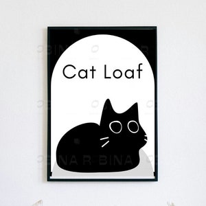 Black Cat Loaf Art | Cat Illustration Art Print | Cute Cat Print | Printable Wall Art | Digital Download