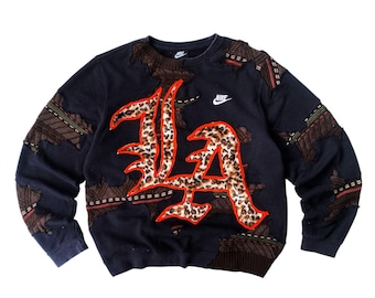 Reworked Nike Crewneck, Raw Edge LA Design (Size L)