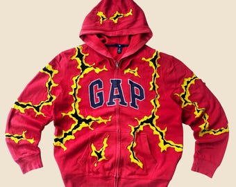 1 of 1 Re-worked red GAP cracky ziphoodie size L
