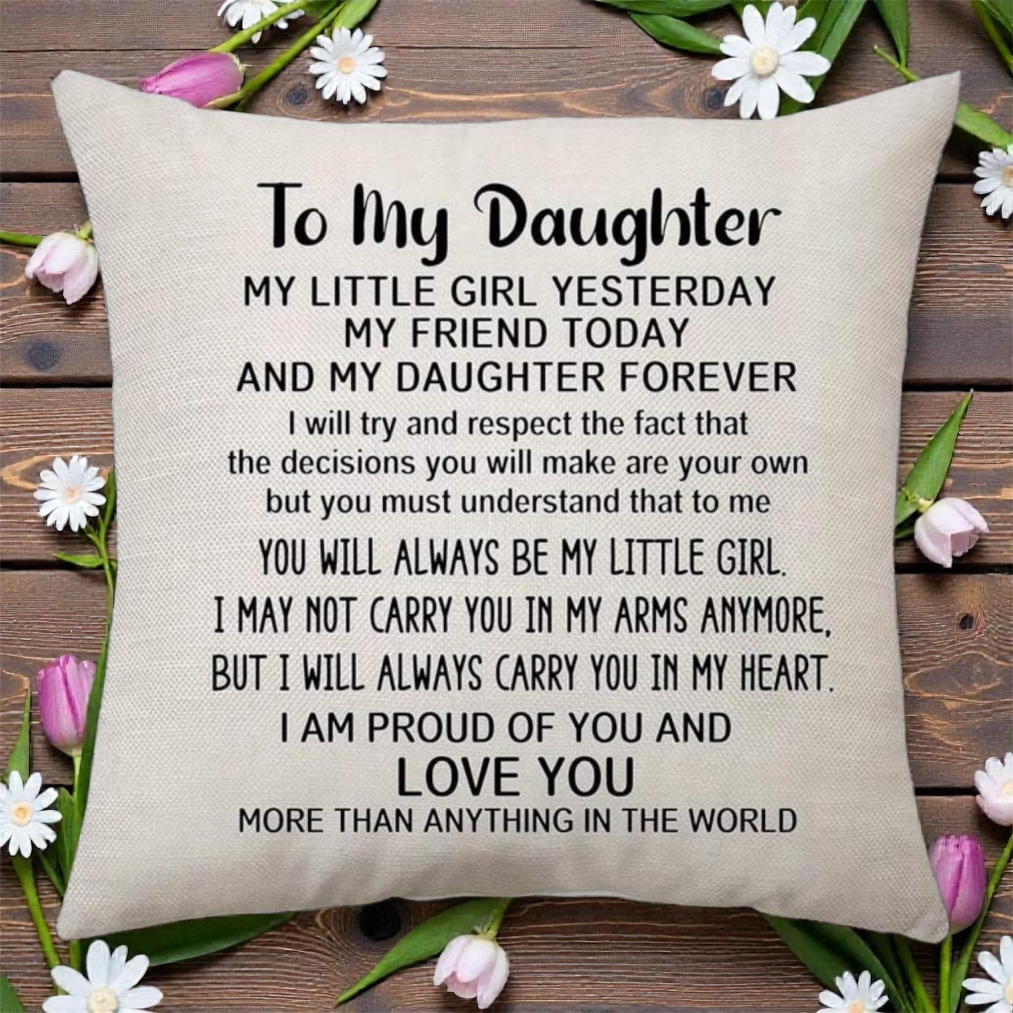 To My Daughter – Heartfelt Message Decorative Pillow Cover - Etsy