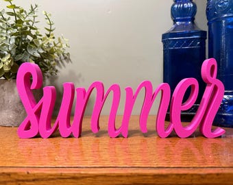 Summer Freestanding Sign | Summer Shelf Mantle Table Decor | 3D Sign