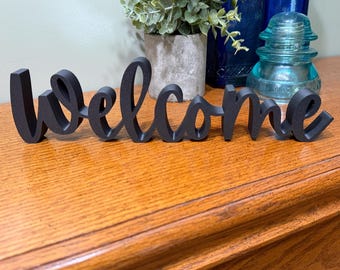 Welcome Freestanding Sign | Welcome Shelf Mantle Table Decor | 3D Sign