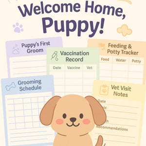 New Puppy Care Pack | 7 Printable Pages | Puppy Tracker, Vet Notes, Grooming Schedule, Memory Page, Pet Planner PDF