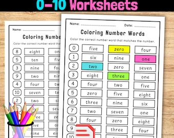 Color the Correct Number Word | 0-10 Worksheets | Printable PDF