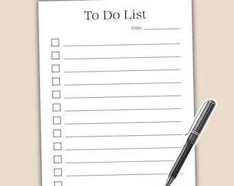 To Do List with Checkboxes | Printable PDF | Task Checklist | Simple Daily Productivity Planner