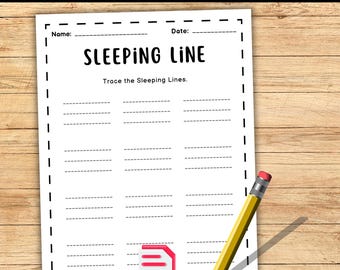 Sleeping Line Tracing Worksheet - Pre-Writing Practice - PDF Download - Fine Motor Skills Activity