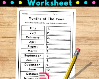 Ordering Months of the Year Worksheet - Printable PDF - Calendar Skills Activity - Preschool & Kindergarten